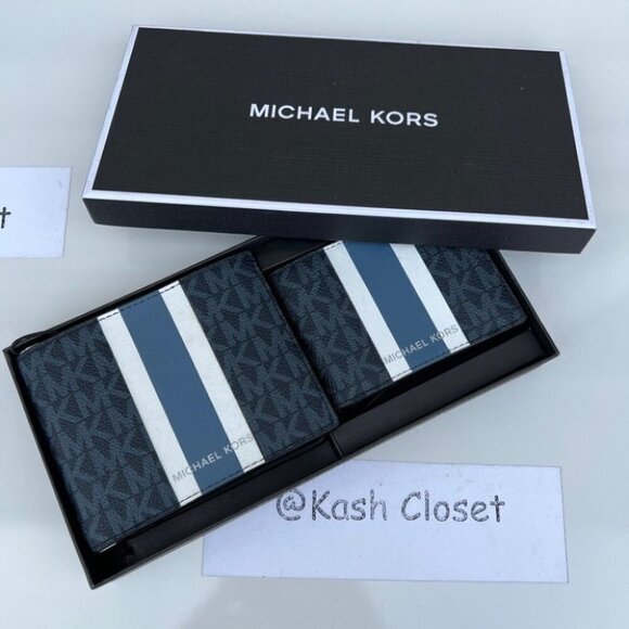 Michael kors Men Wallet Card Case Gift box set Admiral Multi - Picture 2 of 6